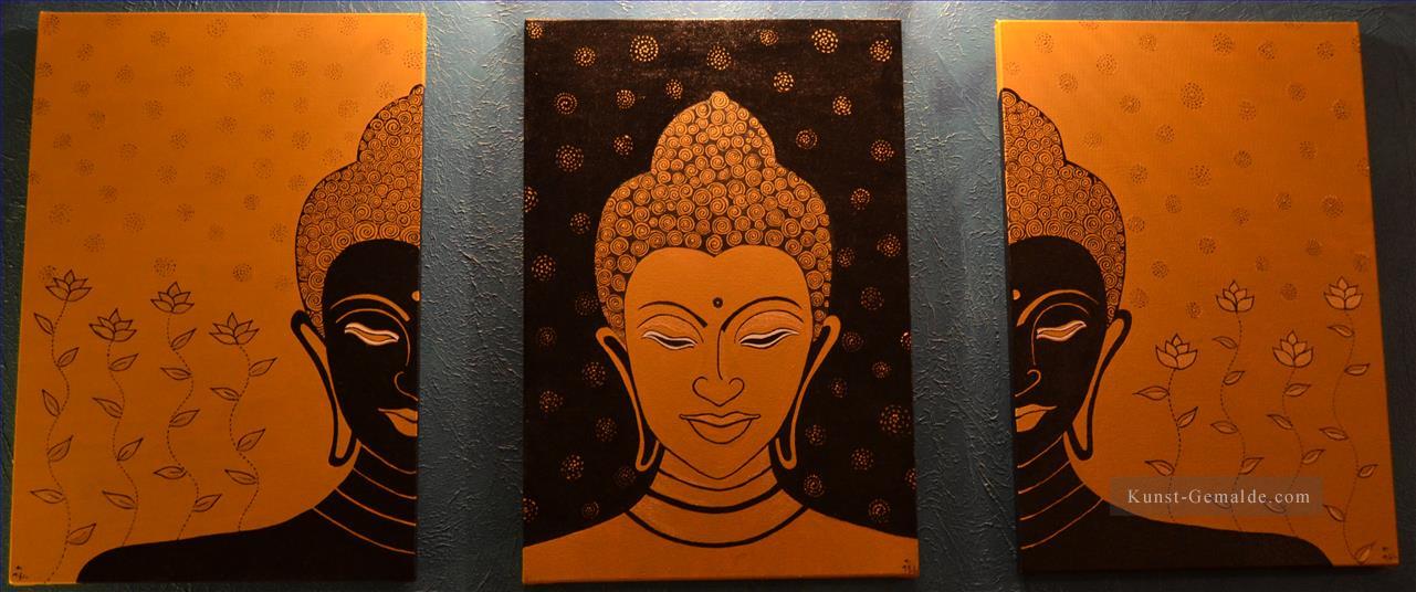 Buddha in Orange in Set Panels Ölgemälde